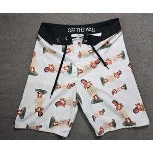 Vans Swim Trunks Mens 32 White Hawaiian Print Swimming Swimmer Adult Hula Girl L